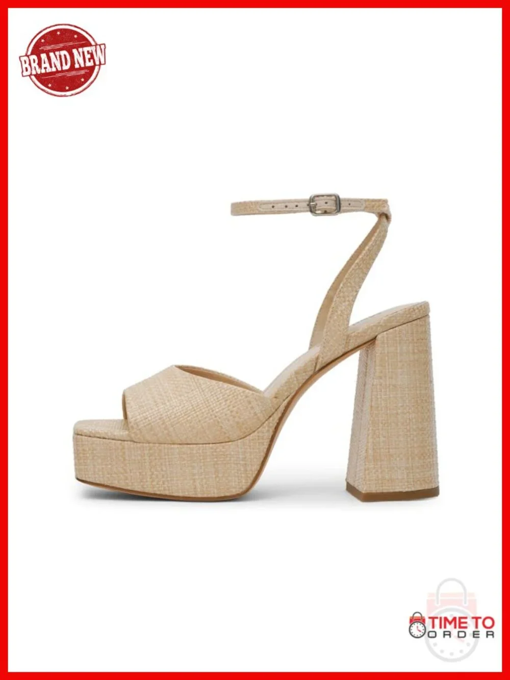 Platform Heels Chunky Open Toe Ankle Strap Sandals Faux Leather
